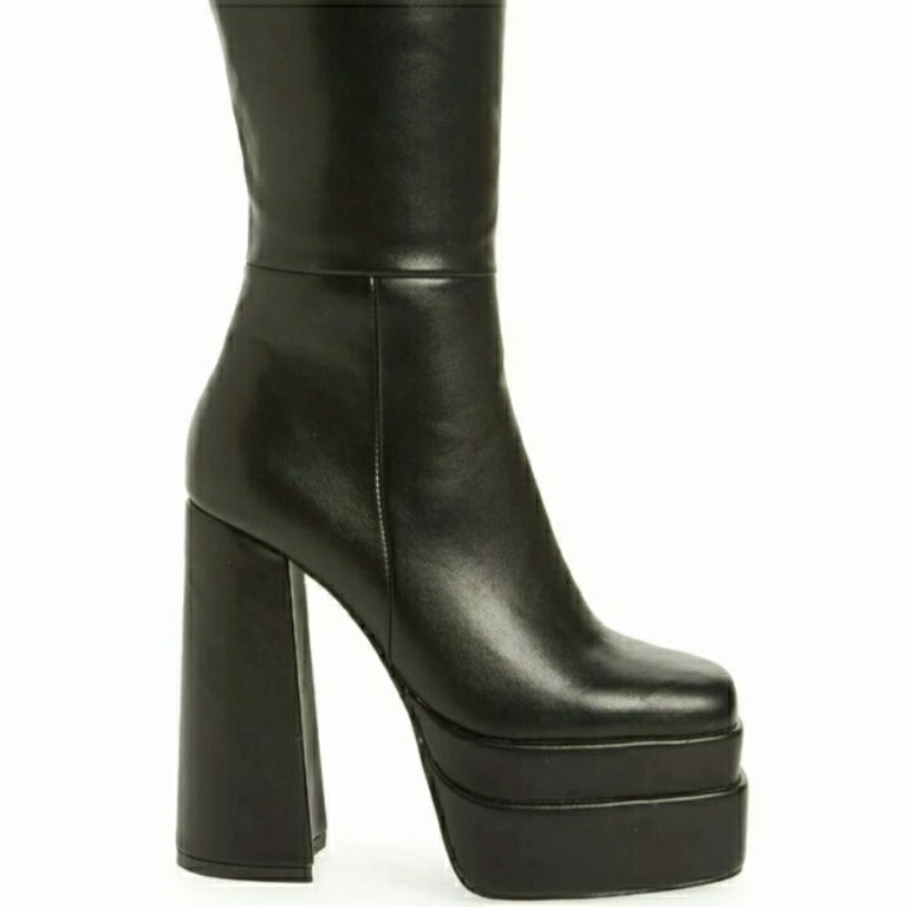 AZALEA WANG Chunky Platform Black Heeled Boots Tiktok Famous LNC With Box - Picture 5 of 12